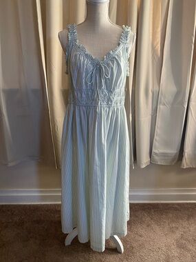 Light Green Striped Ruffled Strap Lined Sundress Medium NWT Old Navy